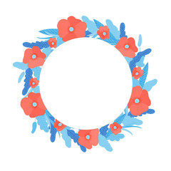 vector floral wreath  frame in flat style. Ideal for decoration, packaging, postcards.