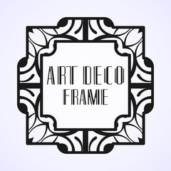 Modern art deco frame. Vintage ornamental border. Design a template for invitations, leaflets, greeting cards and packaging of luxury products. Retro luxury background. Vector illustration