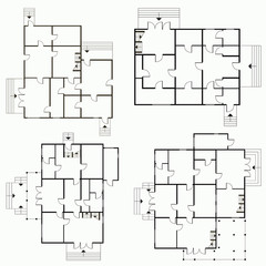 Architectural blueprint in top view background. Vector technical project background illustration