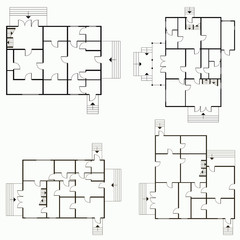 Architectural blueprint in top view background. Vector technical project background illustration