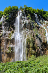 Obraz premium Clear Waterfall in summer in the Plitvice Lakes National Park, Croatia