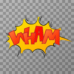 Colorful wham comic sound effect on transparent background