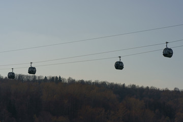 The cableway over the Sparrow Hills (Vorobyevy Gory Park) in Moscow
