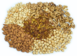 raisins nuts almonds cashews hazelnuts walnut mix platter texture