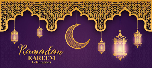Ramadan Kareem or Eid mubarak greeting card islamic vector design  © Pugun & Photo Studio