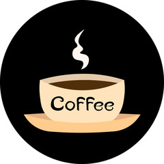 A cup of hot coffee. Design for logo, icon, coffee house.