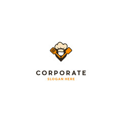 Chef Hat Logo Template - Bakery Logo Vector, Chef and restaurant simple retro logo design with a cap / chef hat