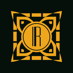 Vector modern art deco frame. Elegant monogram design template.