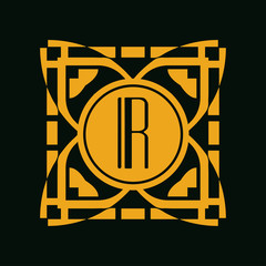 Modern art deco luxury classic monochrome geometric vintage vector monogram, frame , border , label for your logo badge design