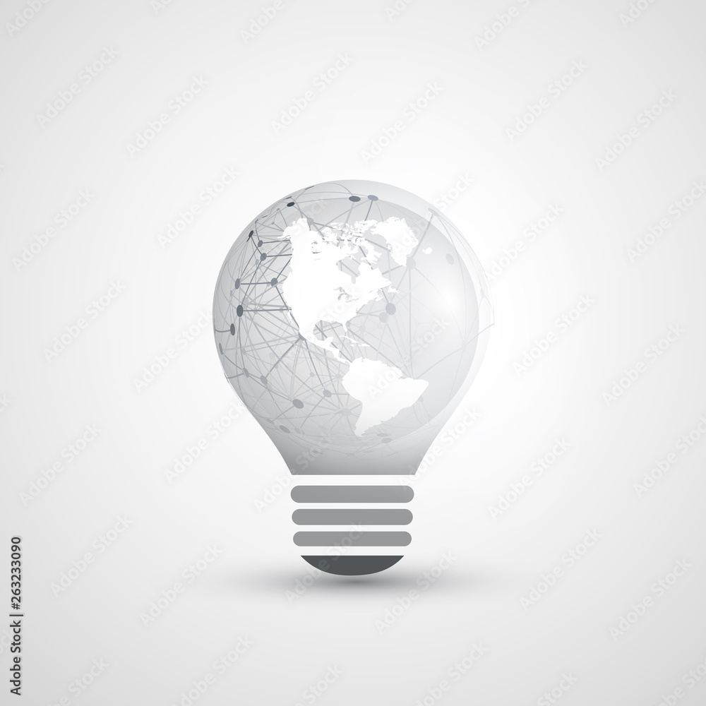 Poster abstract electricity, cloud computing and global network connections concept design with earth globe