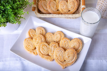 Cottage cheese homemade cookie in sugar topping. Selective focus, close-up.