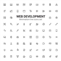 Web Design and development minimalism line big icons set