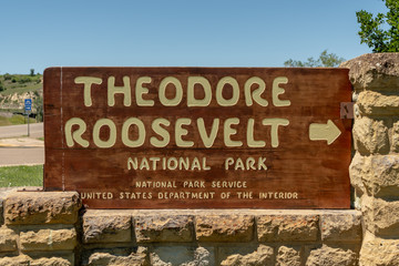 Theodore Roosevelt National Park Entry Sign Close Up