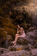 beautiful girl in fairy fast forest. Autumn.