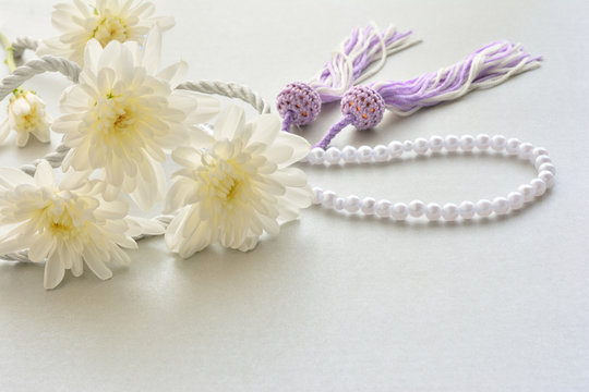 数珠　菊の花