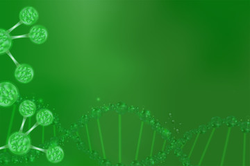 science concept, green DNA background with space for text, vector illustration.
