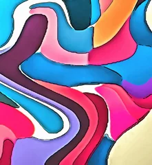 Draagtas Abstract modern swirl marbled background. Shapes and curves vortex and lines elements. Psychedelic warm and bright texture. Waves graphic design. © Dina