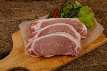 Raw pork steak