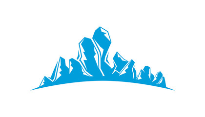 blue mountain range on white background