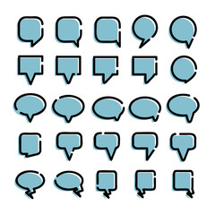 blue comic speech bubble, dialog set