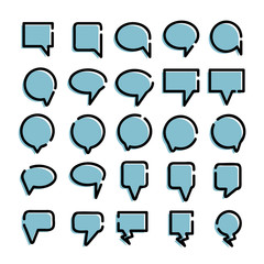 blue comic speech bubble, dialog set