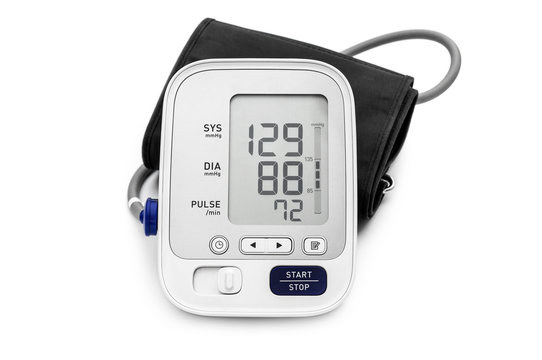 Medical electronic tonometer on white background.