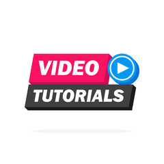 Video tutorials Button, icon, emblem, label. Vector stock illustration