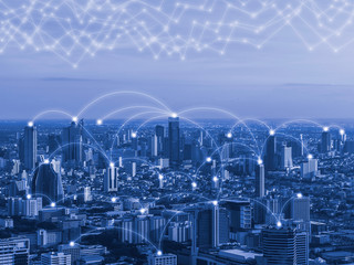 Smart city and network communication. And data transformation on public.