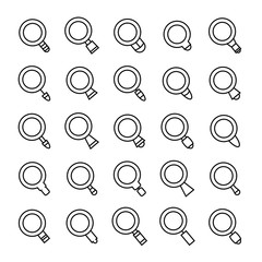 magnifier glass icons set