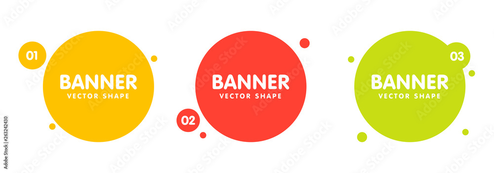 Poster set of round colorful vector shapes. abstract vector banners. design elements