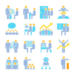 business management, meeting, conference, organization and office icons set