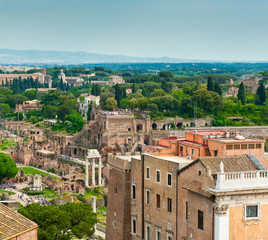 Fototapeta na wymiar Roman Forum, aerial view. Rome. Italy
