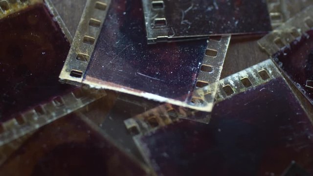 Close up of old vintage slide films