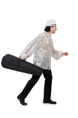 Man with violin isolated on white