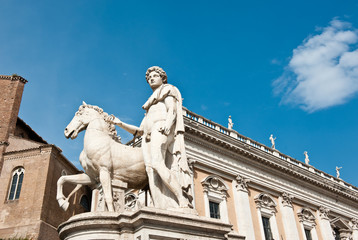 Obraz premium One of the statues of the Dioscuri. The Capitoline Hill. Rome. Italy