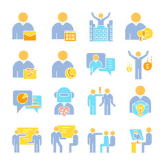 business management, meeting, conference, organization and office icons set