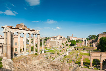 Fototapeta na wymiar Roman Forum in sunny spring day. Rome. Italy