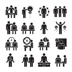 Fototapeta premium business management, meeting, conference, organization and office icons set