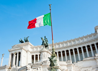 Altare della Patria or Vittorio Emanuele II Monument. Sunny spring day. Rome. Italy