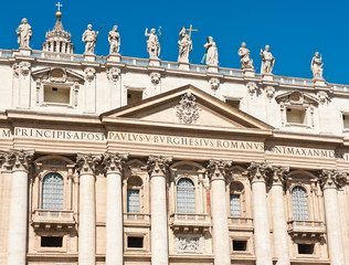 The Papal Basilica of St. Peter in the Vatican (Basilica Papale di San Pietro in Vaticano), or St. Peter's Basilica. Fragment