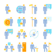 business management, meeting, conference, organization and office icons set