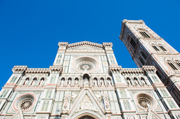 Fototapeta premium Cathedral of Saint Mary of the Flower (Cattedrale di Santa Maria del Fiore; Il Duomo di Firenze), Florence, Italy. Close-up