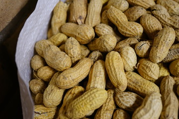 Peanuts in the shell in bulk at a food market