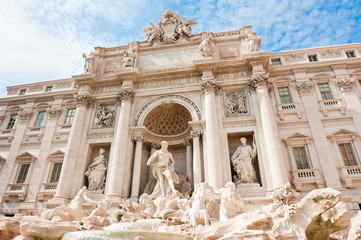 Fototapeta na wymiar The Trevi Fountain in sunny spring day. Rome. Italy