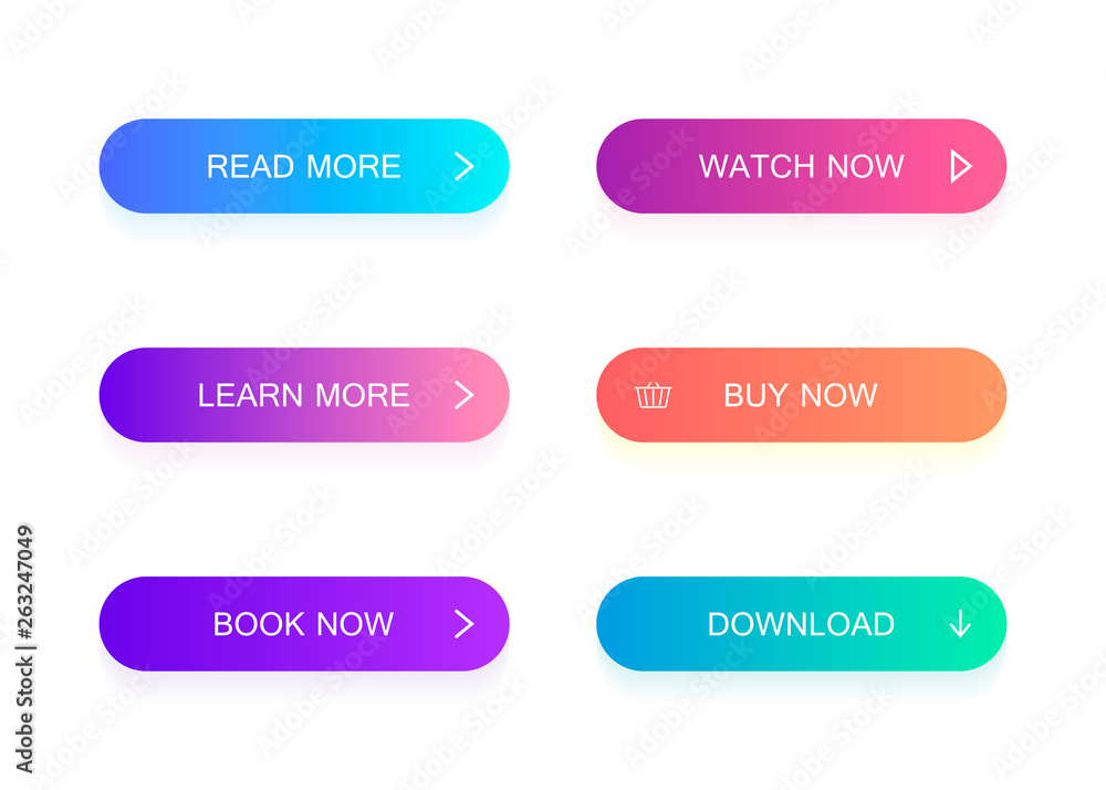 Poster set of modern material style buttons. different gradient colors. modern vector illustration flat sty