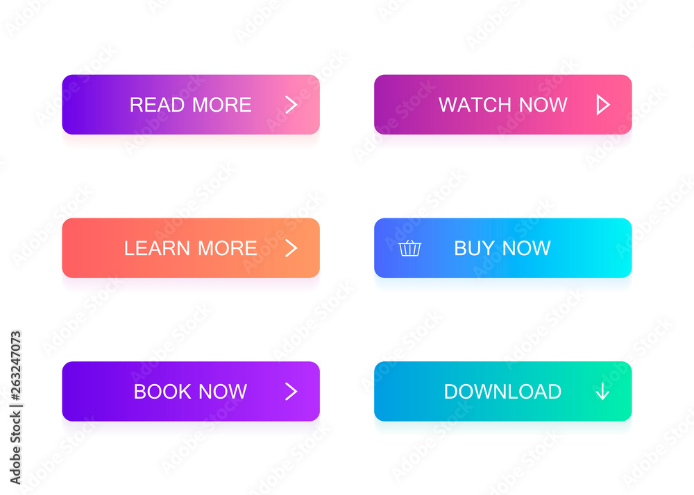 Poster set of modern material style buttons. different gradient colors. modern vector illustration flat sty