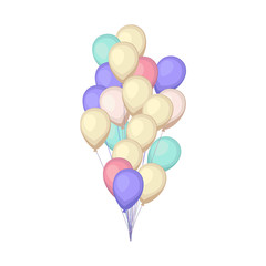 group of colorful balloons. Bunch of balloons in cartoon flat style isolated on white background.