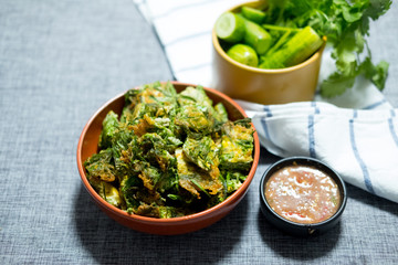 Fried Acacia Pennata Climbing Wattle with egg and shrimp paste chilli sauce