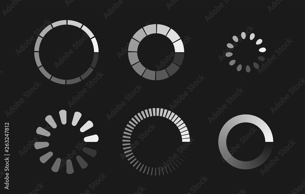 Poster Loader icon vector circle button. Load sign symbol progress bar for upload download round process. Vector illustration. 