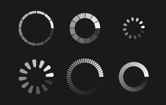 Loader Icon Vector Circle Button. Load Sign Symbol Progress Bar For Upload Download Round Process. Vector Illustration. 